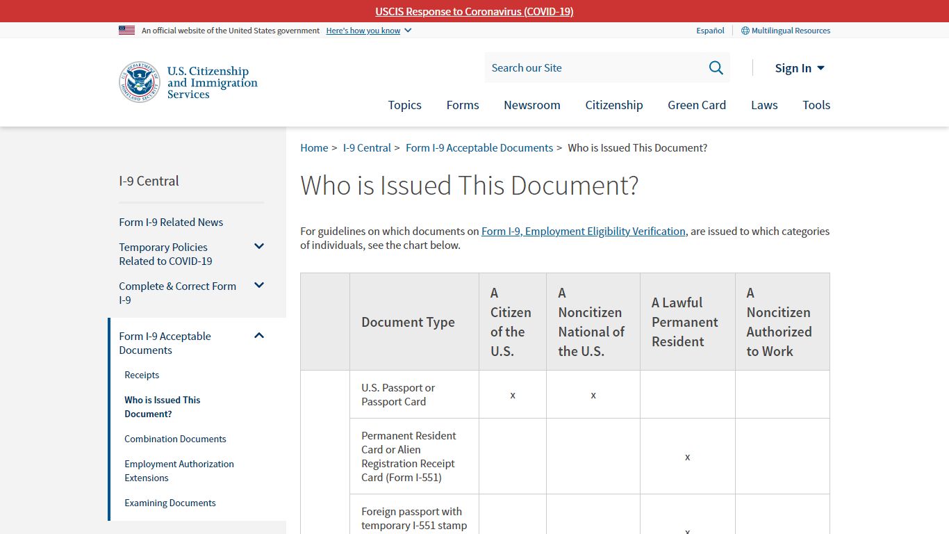 Who is Issued This Document? | USCIS